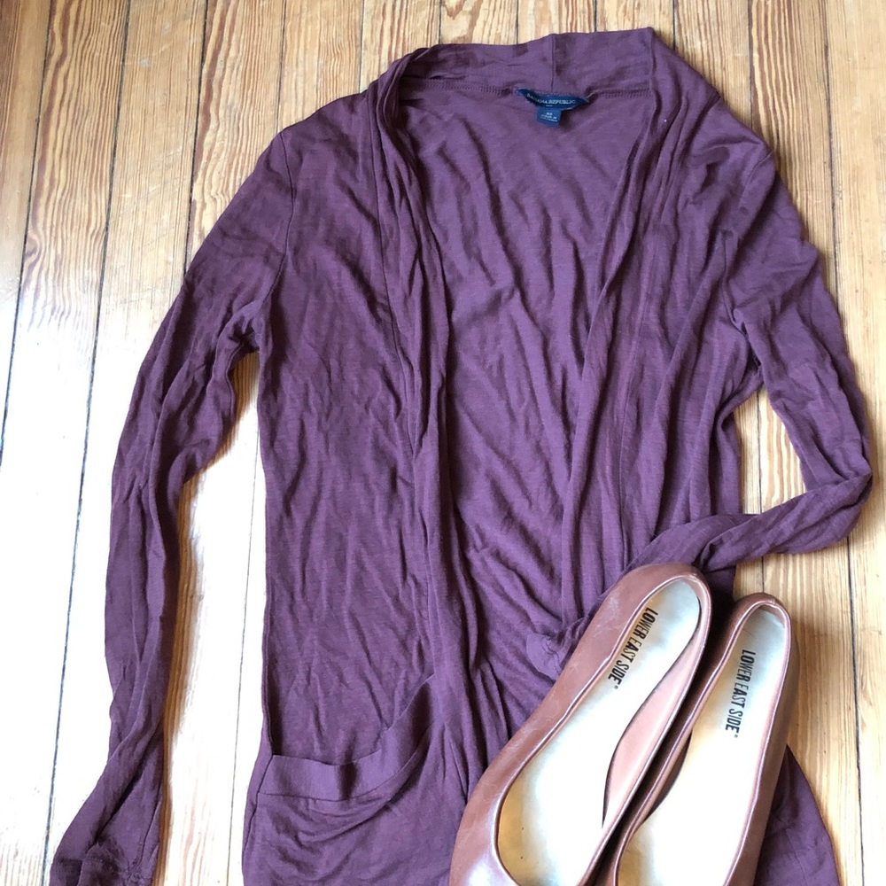 Burgundy T-shirt cardigan